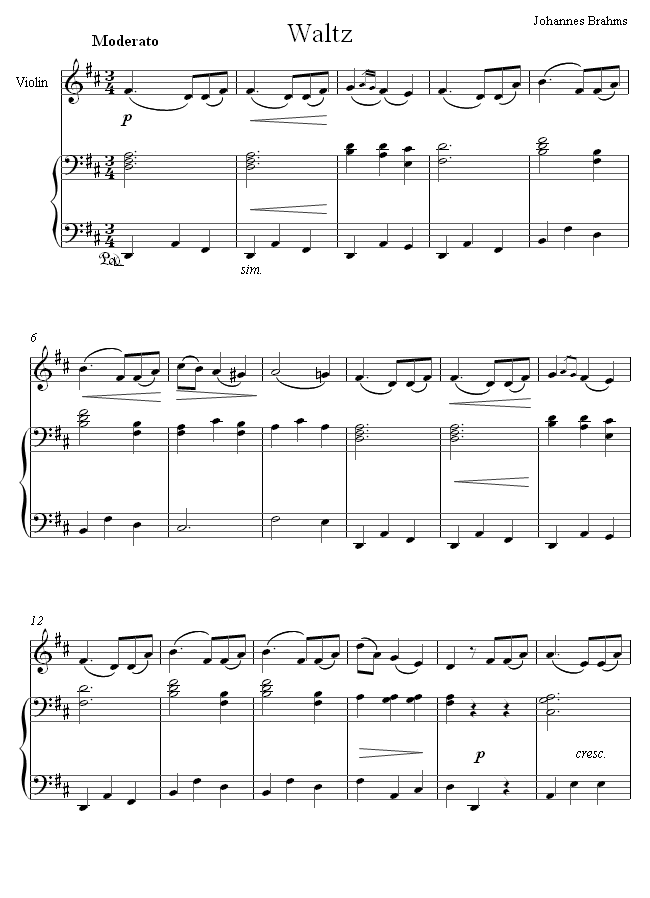 Brahms - Waltz sheet music for Violin Brahms - Waltz sheet music for Violin