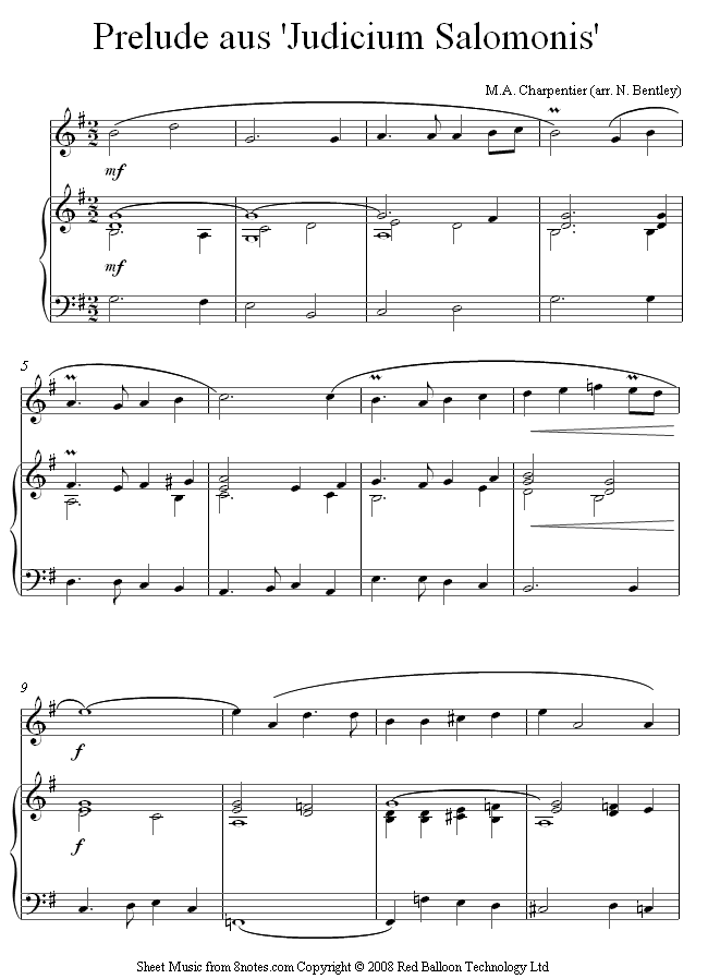 Charpentier - Prelude from Judicium Salomonis sheet music for Violin Charpentier - Prelude from Judicium Salomonis sheet music for Violin