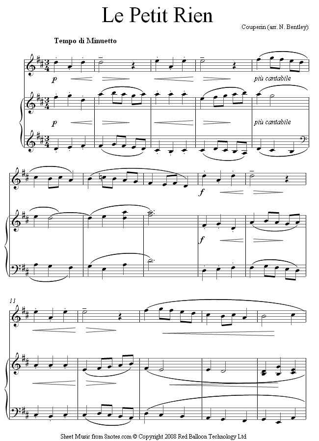 Couperin - Le Petit Rien sheet music for Violin Couperin - Le Petit Rien sheet music for Violin