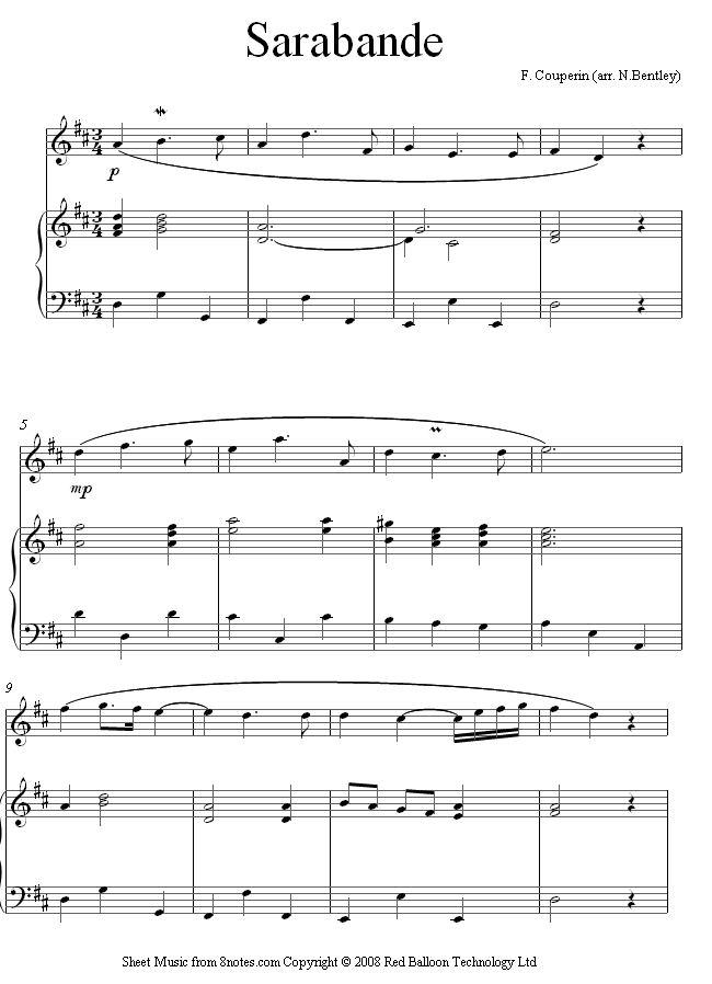 Couperin - Sarabande sheet music for Violin Couperin - Sarabande sheet music for Violin