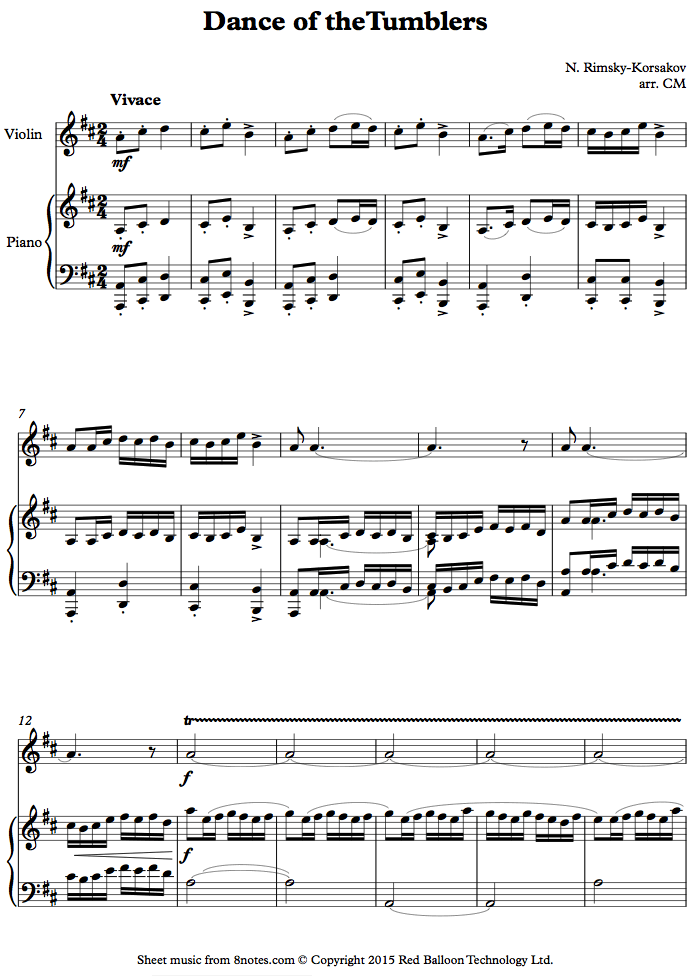 RimskyKorsakov Dance of the Tumblers (Danse des Bouffons) sheet