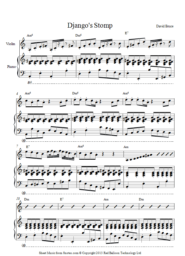 David Bruce - Djangos Stomp sheet music for Violin David Bruce - Djangos Stomp sheet music for Violin