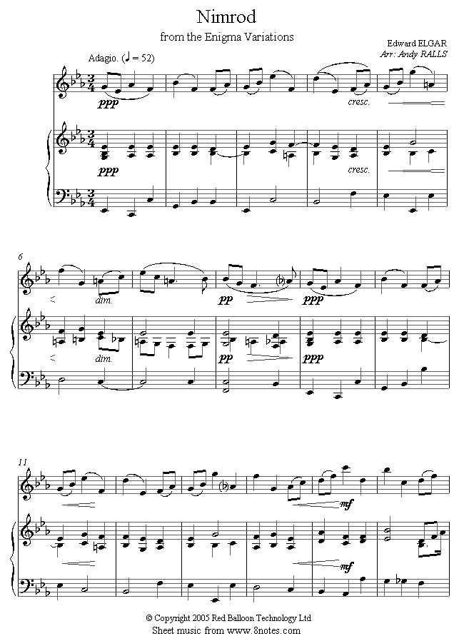 Elgar - Nimrod from Enigma Variations sheet music for Violin Elgar - Nimrod from Enigma Variations sheet music for Violin