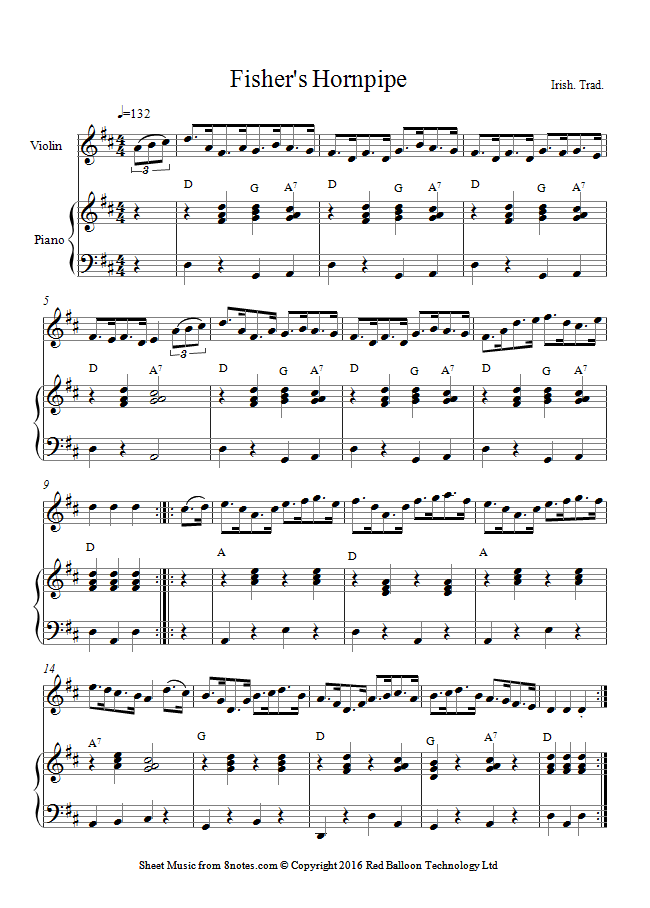 Fisher's Hornpipe sheet music for Violin Fisher's Hornpipe sheet music for Violin