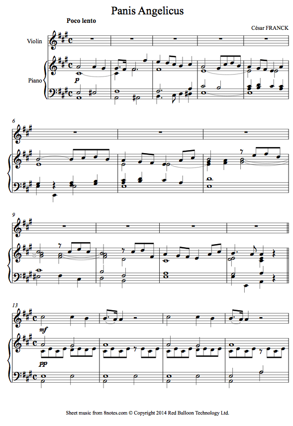 Franck - Panis Angelicus sheet music for Violin Franck - Panis Angelicus sheet music for Violin