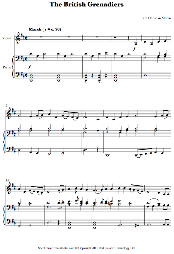 The British Grenadiers sheet music for Violin The British Grenadiers sheet music for Violin