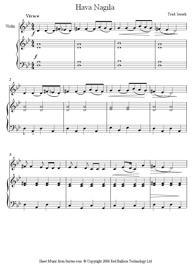 Hava Nagila sheet music for Violin Hava Nagila sheet music for Violin