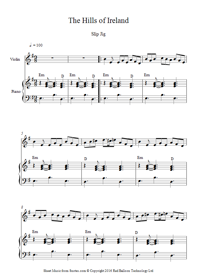 The Hills of Ireland sheet music for Violin The Hills of Ireland sheet music for Violin