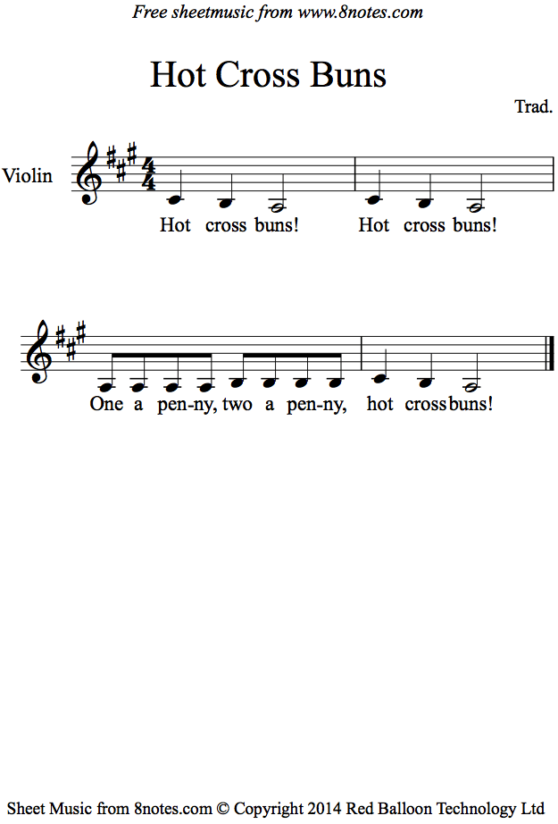 Hot Cross Buns sheet music for Violin Hot Cross Buns sheet music for Violin