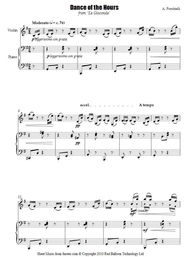 Ponchielli - Dance of the Hours from La Gioconda sheet music for Violin Ponchielli - Dance of the Hours from La Gioconda sheet music for Violin