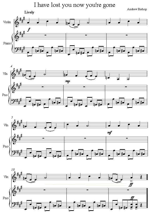 David Bruce - I have Lost you now you're gone sheet music for Violin David Bruce - I have Lost you now you're gone sheet music for Violin