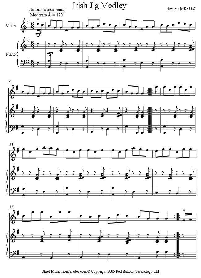 Irish Jig Medley sheet music for Violin - 8notes.com