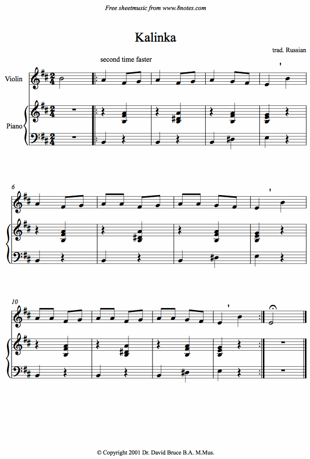 Kalinka sheet music for Violin Kalinka sheet music for Violin