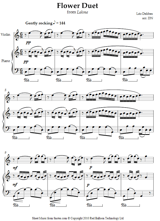 Delibes - Flower Duet from Lakme sheet music for Violin Delibes - Flower Duet from Lakme sheet music for Violin