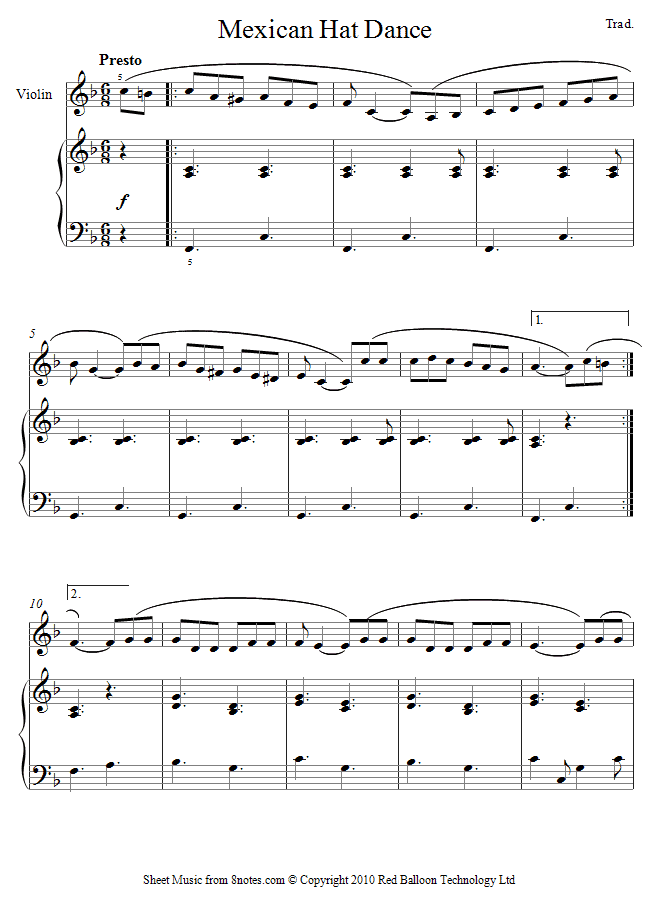 Mexican Hat Dance sheet music for Violin Mexican Hat Dance sheet music for Violin