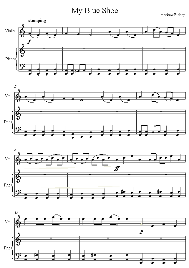 David Bruce - My Blue Shoe sheet music for Violin David Bruce - My Blue Shoe sheet music for Violin