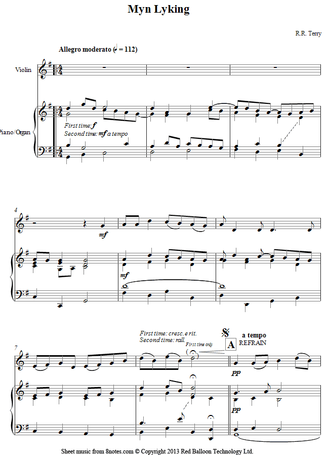 Terry - Myn Lyking sheet music for Violin Terry - Myn Lyking sheet music for Violin