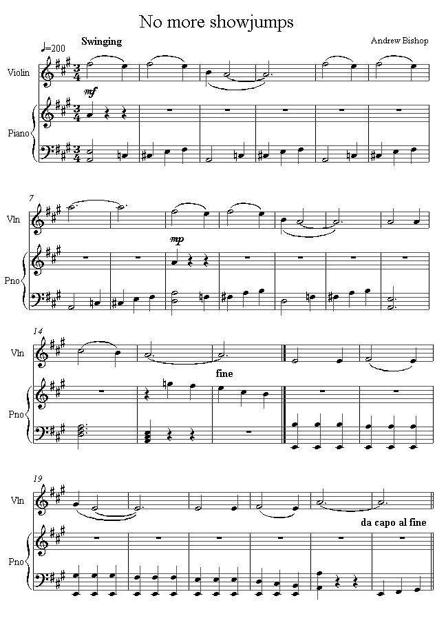David Bruce - No More Show Jumps sheet music for Violin David Bruce - No More Show Jumps sheet music for Violin