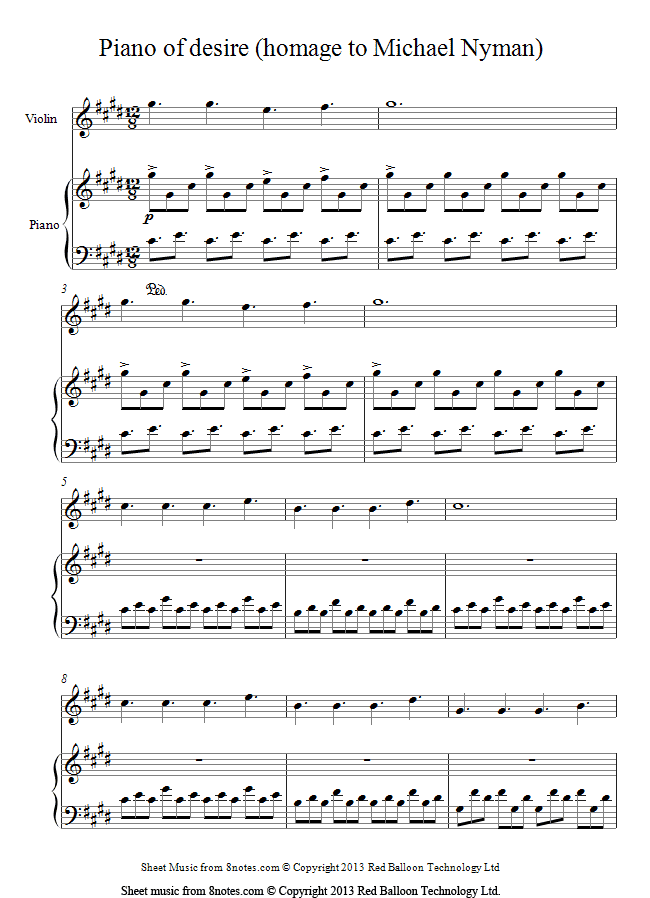 David Bruce - Piano of desire (homage to Michael Nyman) sheet music for Violin David Bruce - Piano of desire (homage to Michael Nyman) sheet music for Violin