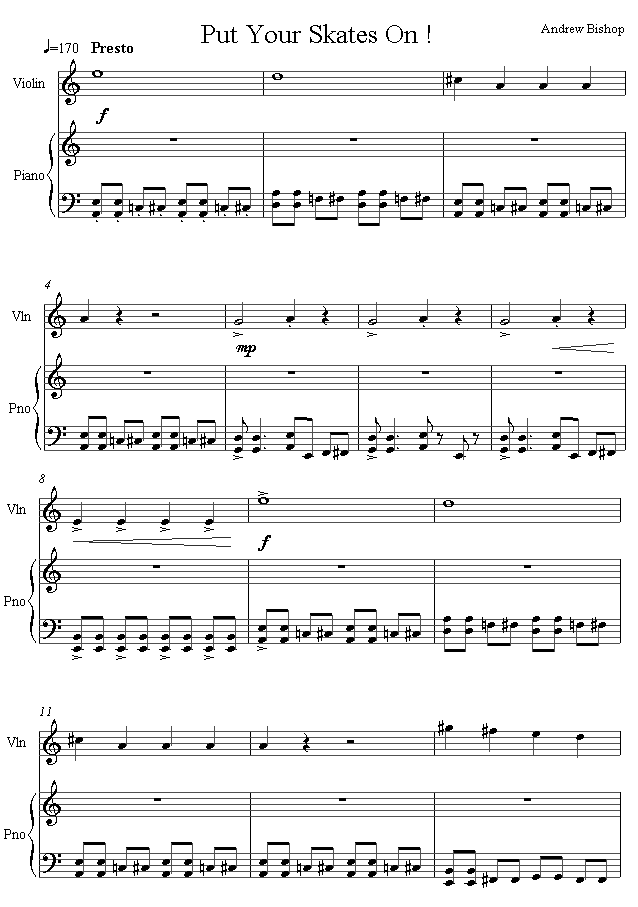 David Bruce - Put your skates on ! sheet music for Violin David Bruce - Put your skates on ! sheet music for Violin