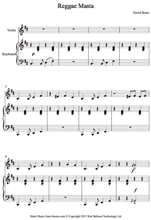 David Bruce - Reggae Masta sheet music for Violin David Bruce - Reggae Masta sheet music for Violin