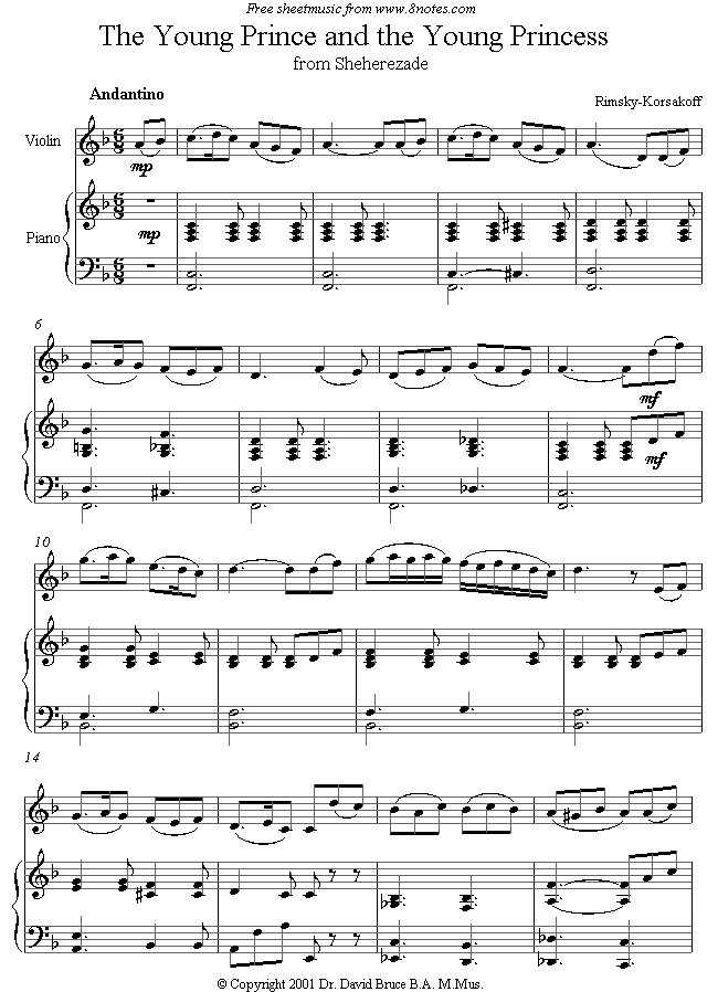 Rimsky-Korsakov - Sheherezade, 3rd mvt sheet music for Violin Rimsky-Korsakov - Sheherezade, 3rd mvt sheet music for Violin