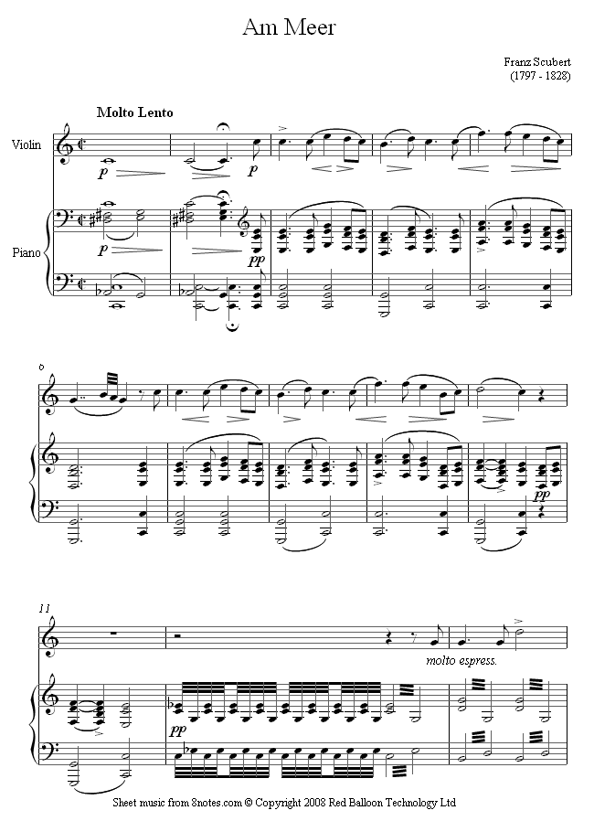 Schubert - Am meer sheet music for Violin Schubert - Am meer sheet music for Violin