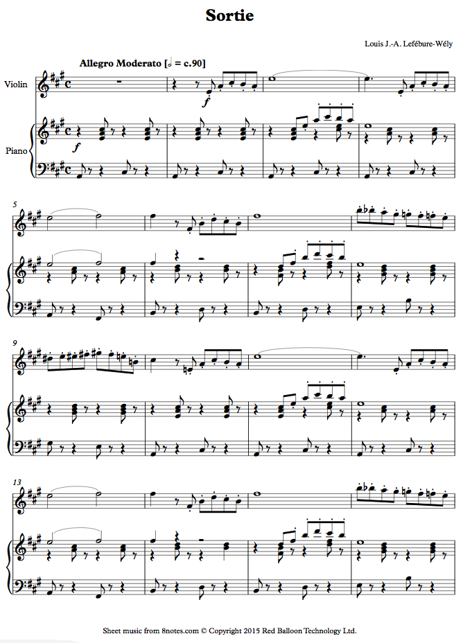 ﻿LefébureWély Sortie sheet music for Violin