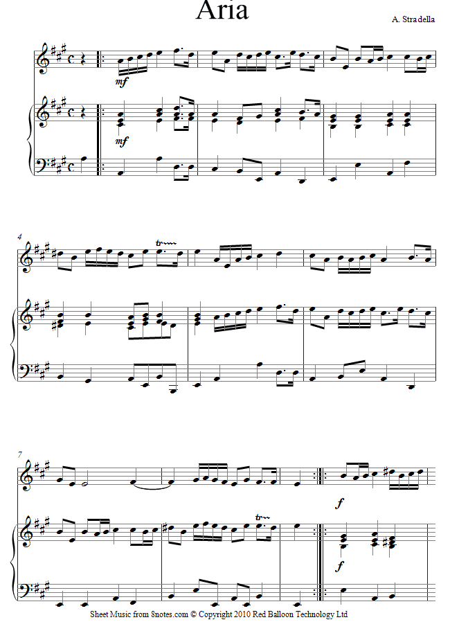 Alessandro Stradella - Aria sheet music for Violin Alessandro Stradella - Aria sheet music for Violin