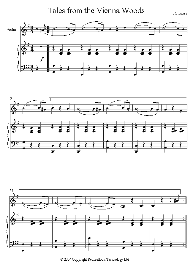 Strauss II - Tales from the Vienna Wood sheet music for Violin Strauss II - Tales from the Vienna Wood sheet music for Violin