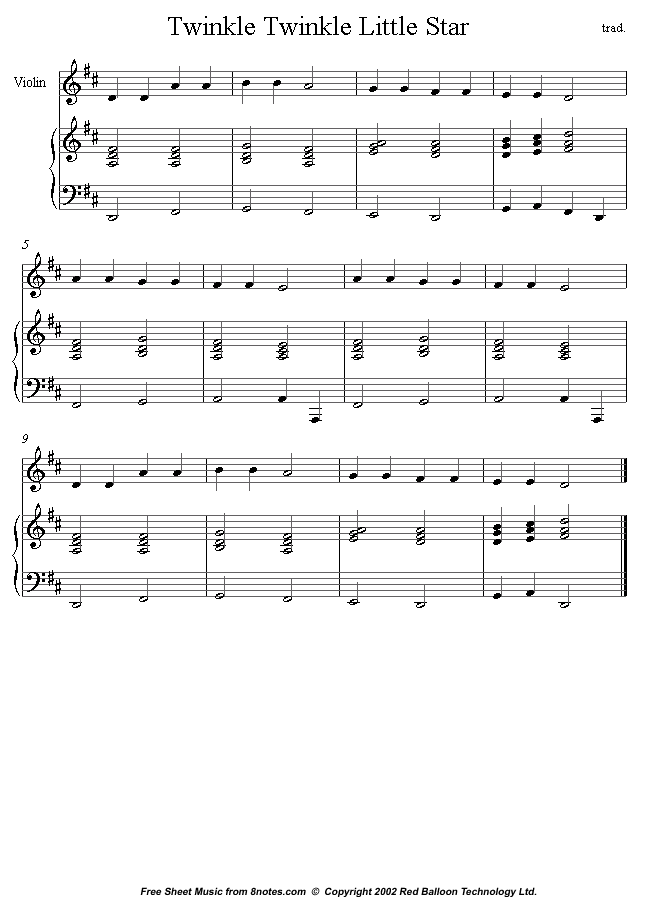 Twinkle Twinkle Little Star sheet music for Violin Twinkle Twinkle Little Star sheet music for Violin