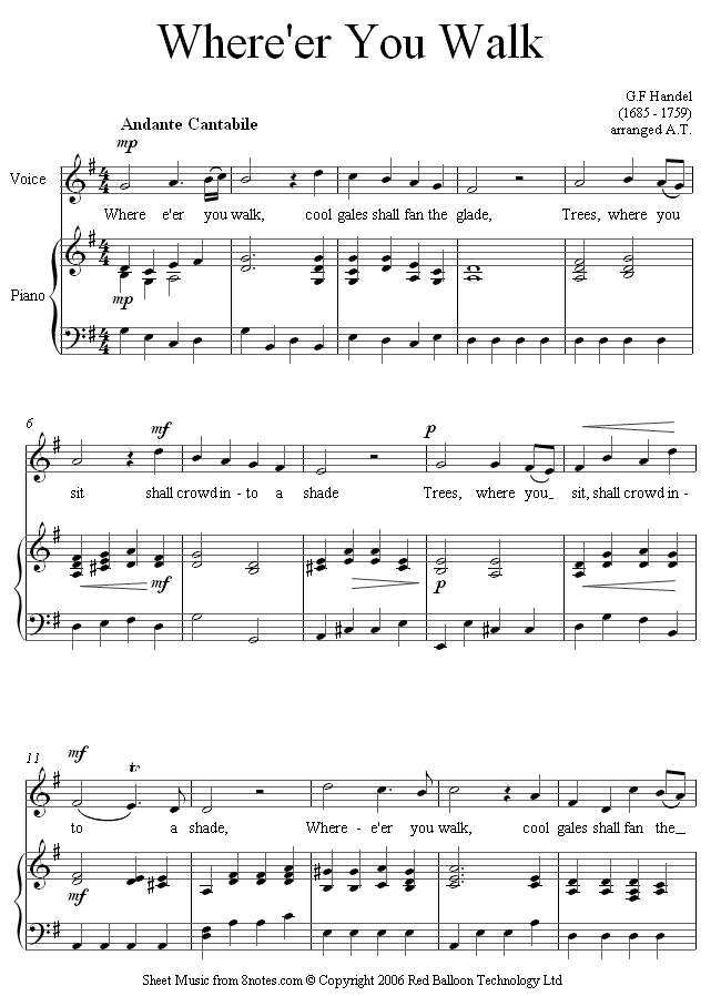 Handel - Where er you walk sheet music for Voice Handel - Where er you walk sheet music for Voice
