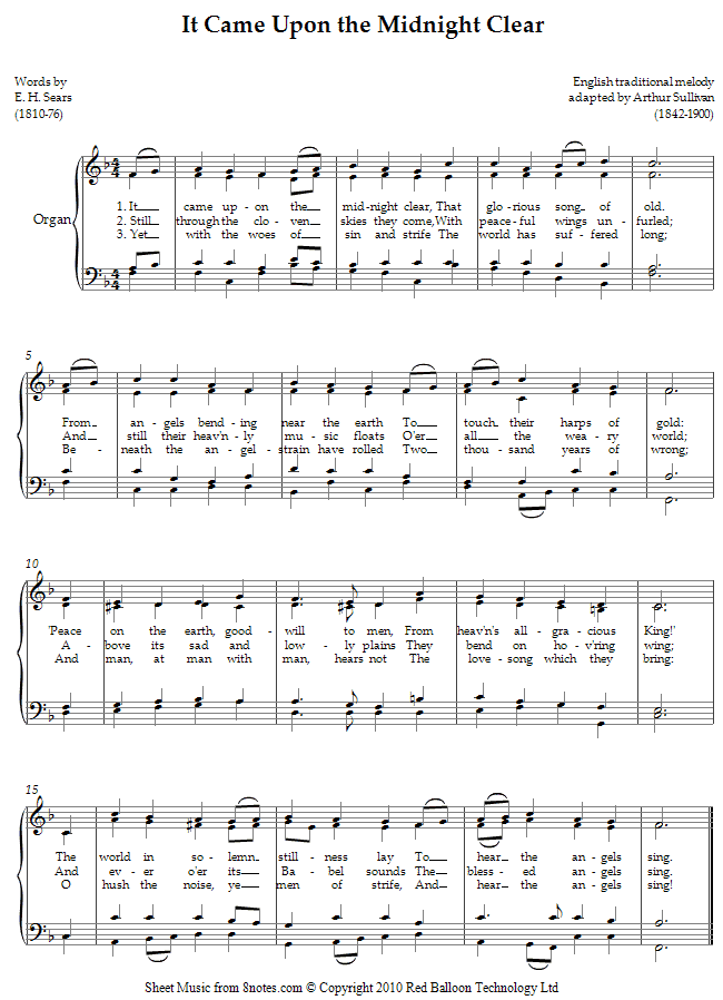 Sullivan - It Came Upon the Midnight Clear sheet music for Voice Sullivan - It Came Upon the Midnight Clear sheet music for Voice