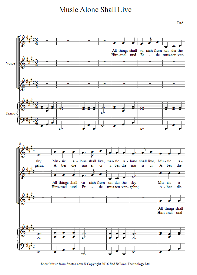 Music Alone Shall Live (Round) sheet music for Voice Music Alone Shall Live (Round) sheet music for Voice