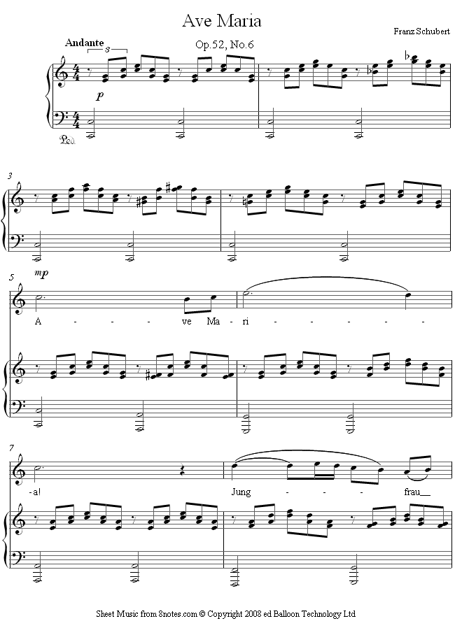 Schubert - Ave Maria sheet music for Voice Schubert - Ave Maria sheet music for Voice