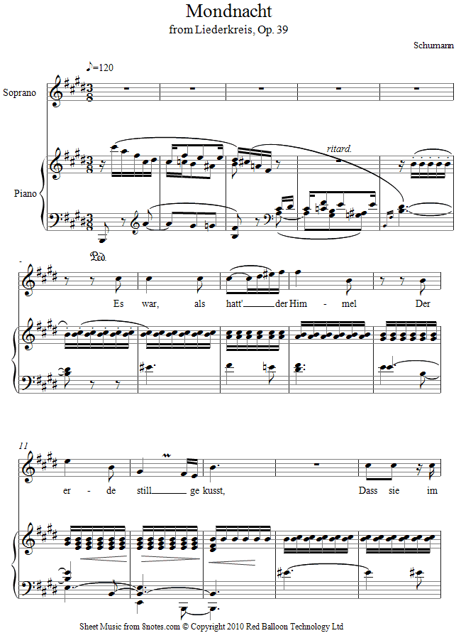 Schumann - Mondnacht from Liederkreis, Op. 39 sheet music for Voice Schumann - Mondnacht from Liederkreis, Op. 39 sheet music for Voice