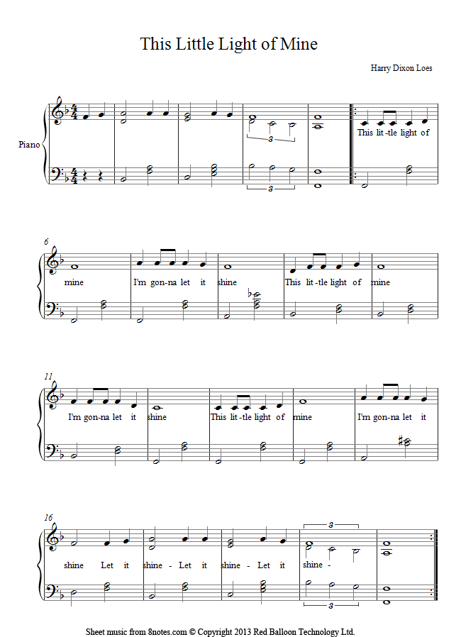 Harry Dixon Loes - This Little Light of Mine sheet music for Voice Harry Dixon Loes - This Little Light of Mine sheet music for Voice