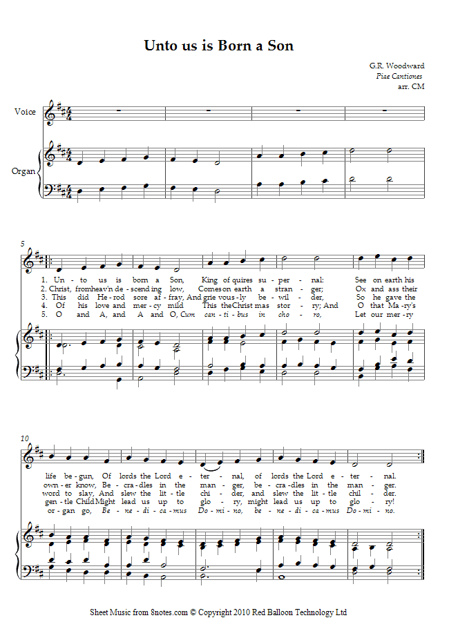 Unto us is Born a Son sheet music for Voice Unto us is Born a Son sheet music for Voice