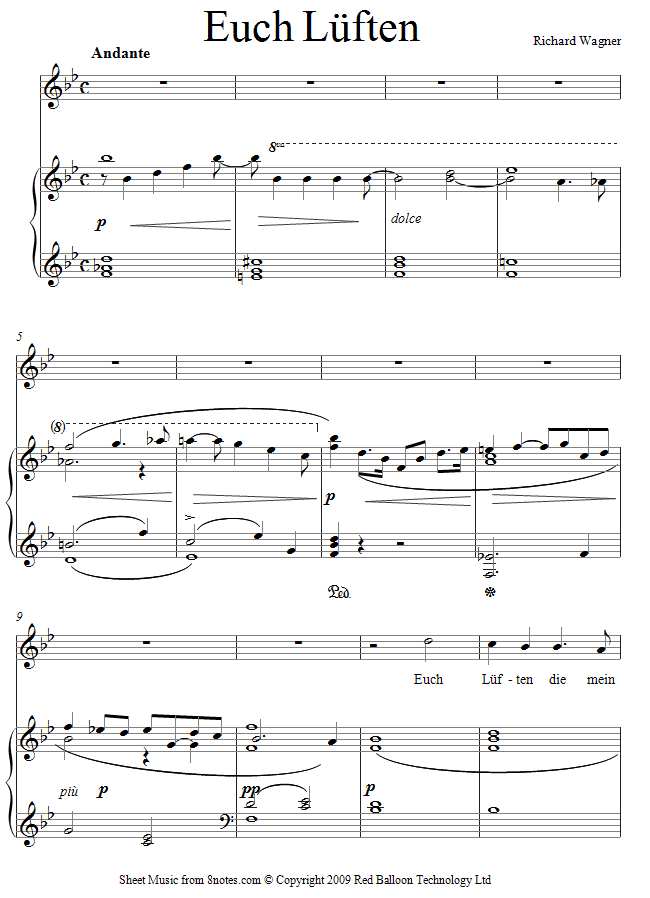 Wagner - Euch Luften from Lohengrin sheet music for Voice Wagner - Euch Luften from Lohengrin sheet music for Voice