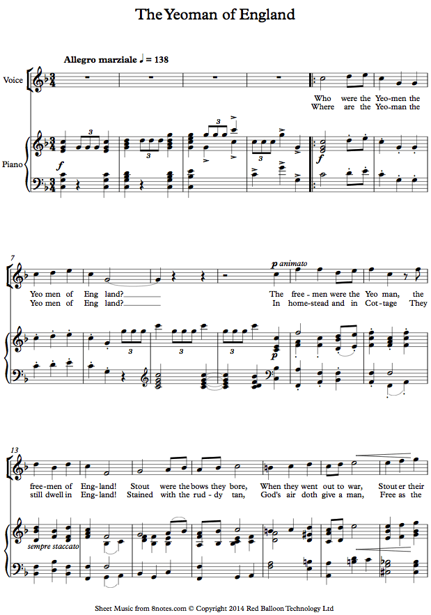 German - The Yeoman of England (from Merrie England) sheet music for Voice German - The Yeoman of England (from Merrie England) sheet music for Voice