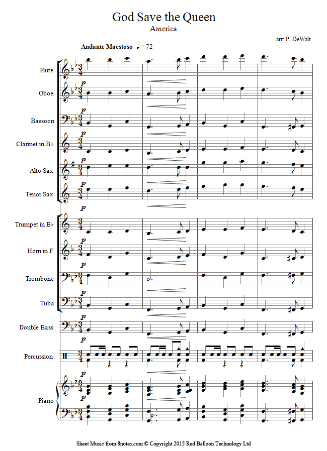 God Save the Queen (British National Anthem) sheet music for Wind Band