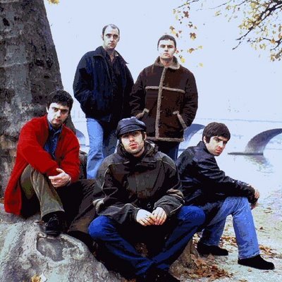 from - in a clockwise order: Guigsy, Bonehead, Whitey, Liam and Noel