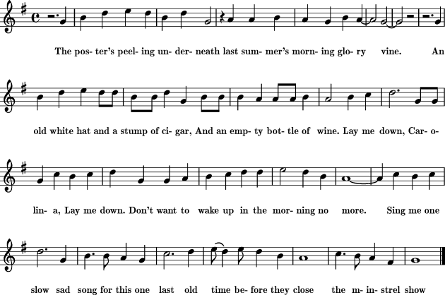 Lay Me Down Chord Chart