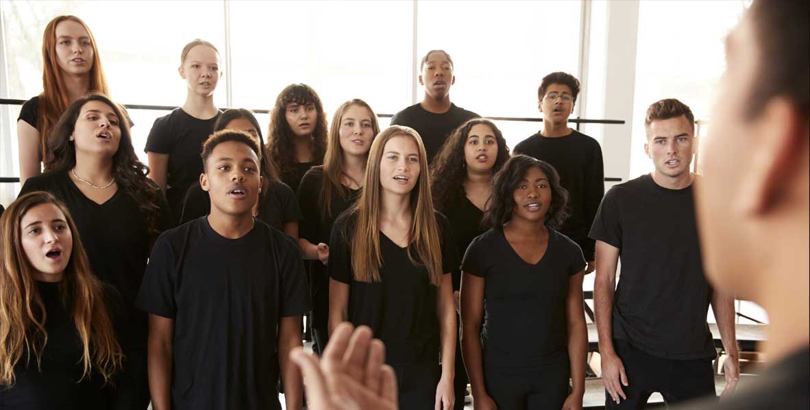 A choir singing easy choral pieces