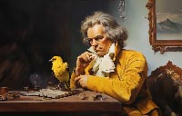 Beethoven and a yellow hammer bird.