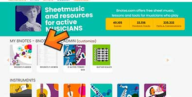 A customized 8notes home page