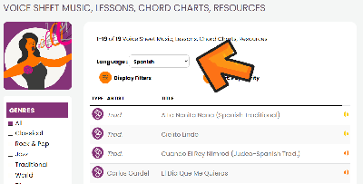 Select sheet music by language