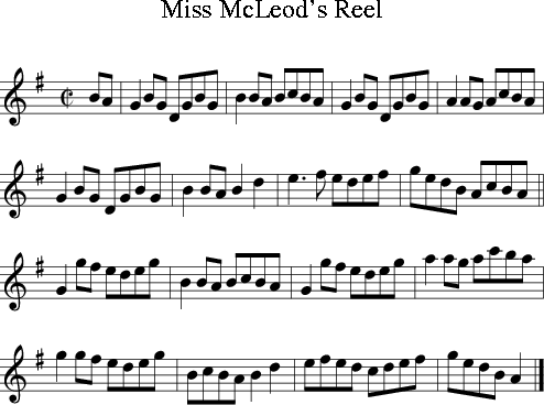 sheet 8notes music free Reel Song) (Ireland) Miss McLeod's Folk (Irish sheet music