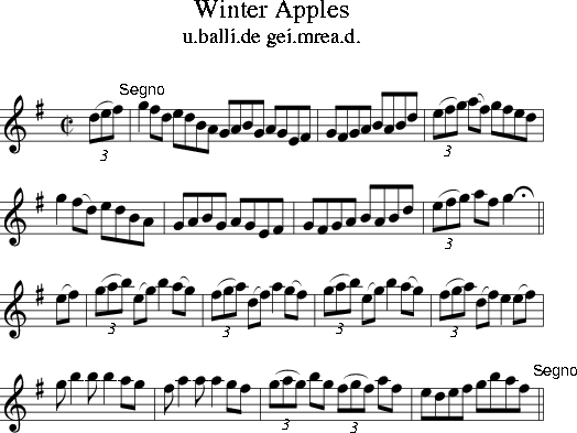 Winter Apples (Irish Folk Song) (Ireland) for Treble Clef Instrument ...
