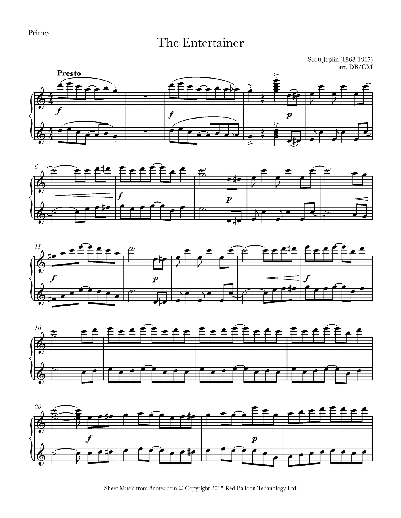 The Entertainer Free Printable Piano Sheet Music - free sheet music the entertainer for easy ...